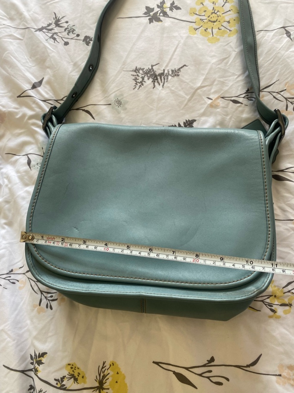 Vintage Coach Women’s Blue Gray Soft Leather Crossbody Saddle Bag - Picture 7 of 9